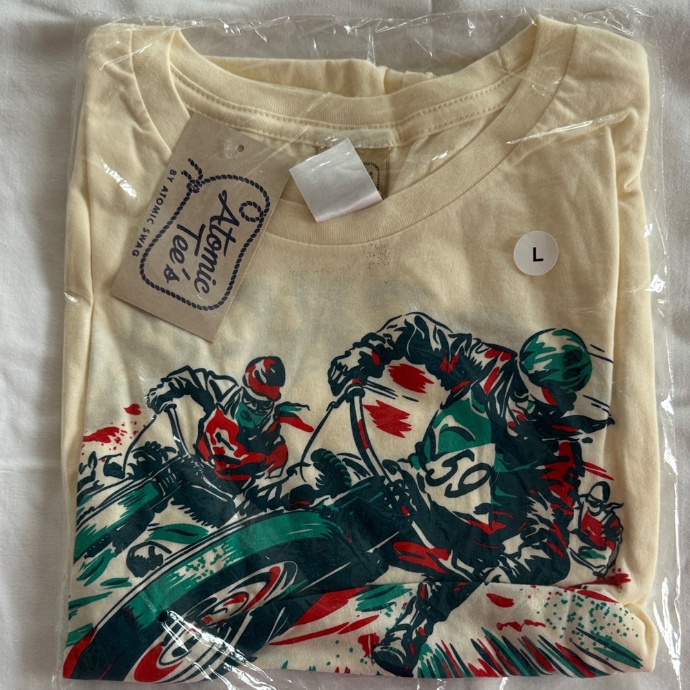Atomic T-Shirt with Vintage Style Motorcycle Print
